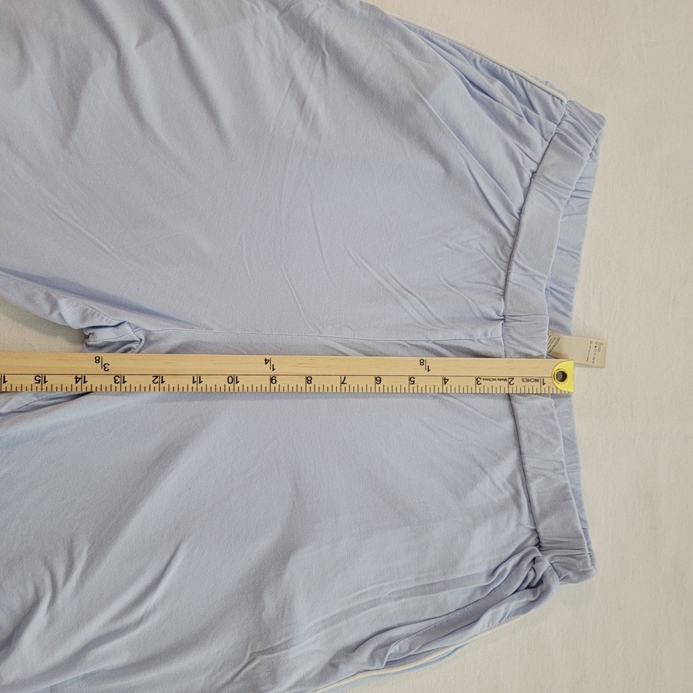 Womens Light Blue Pajama Set Long Sleeve Button Down Pants Piping Sleepwear XL - Picture 10 of 11